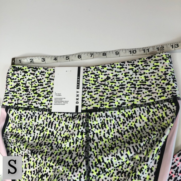 DKNY Sport Neon Pink & Yellow Patterned Leggings, Multiple Sizes, NWT! - Picture 8 of 15